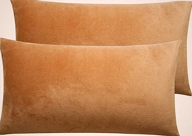 2 Pack Zippered Velvet King Pillowcases, Super Soft , 20x36 Inches