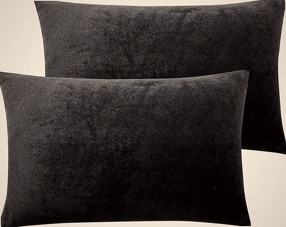 2 Pack Zippered Velvet Queen Pillowcases, Super Soft and Cozy Luxury