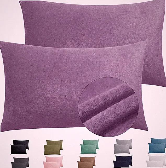 2 Pack Zippered Velvet Standard Pillowcases, Super Soft and Cozy Luxury Fuzzy Fl