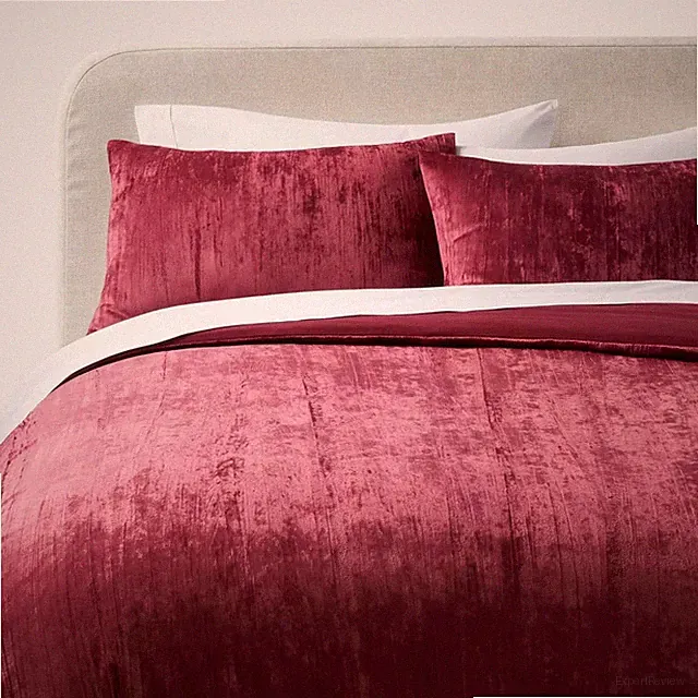 3pc King Luxe Distressed Crinkle Velvet Duvet Cover & Sham Set Berry