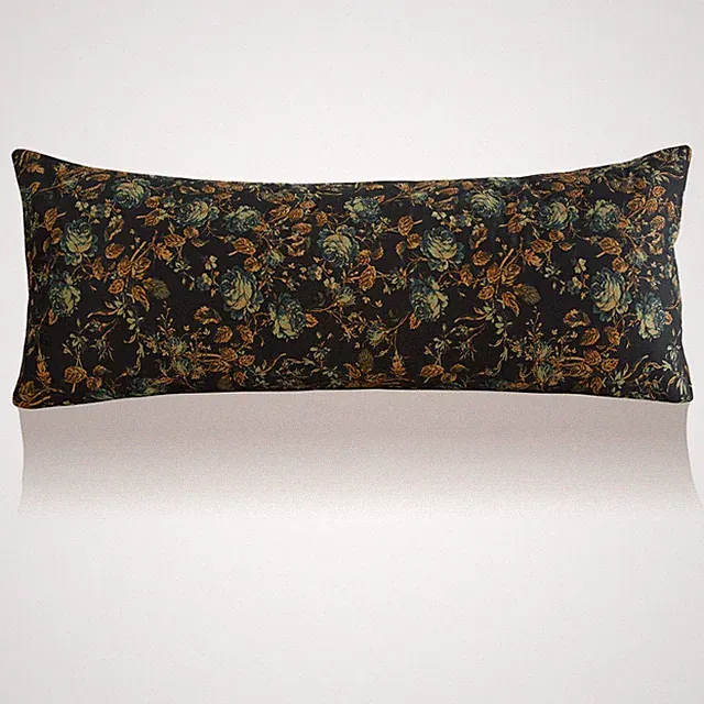 Black Floral Velvet Body Pillow Cover, Super Soft Skin Friendly Pillowcase wi...