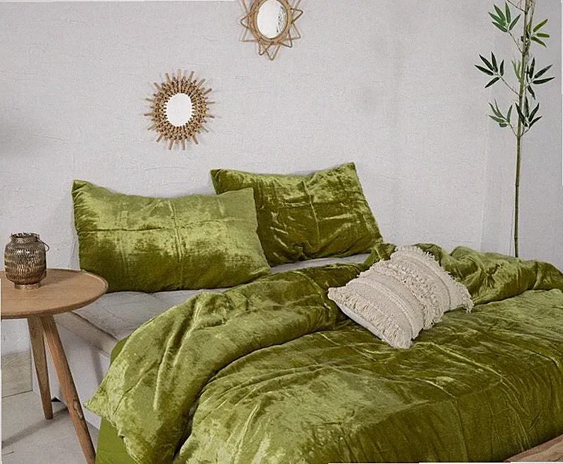 Crushed Velvet Duvet Cover Bedding UO Comforter Quilt Cover with 2 Pilllow Cover