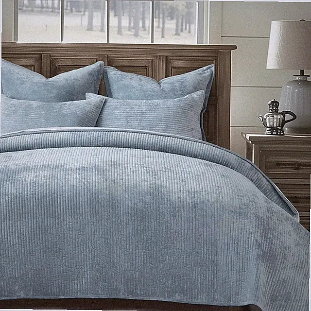 EverGrace Velvet Quilt Set Full/Queen 90x92 Luxury Channel Bedding 3PC Soft NEW
