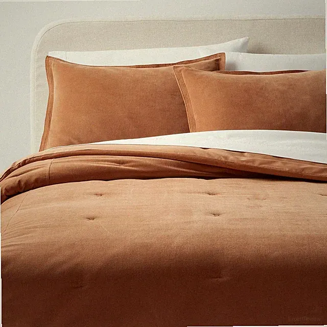 King Cotton Velvet Comforter and Sham Set Camel - Threshold New Open Package