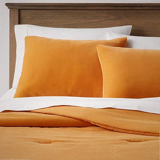 King Lustrous Velvet Comforter & Sham Set Dark Gold - Threshold