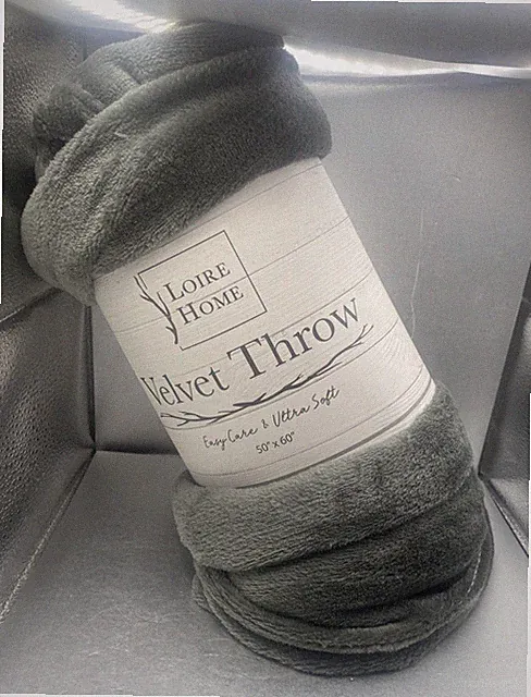 Loire Home Oversized Velvet Throw 50” X 60” Gray Brand New