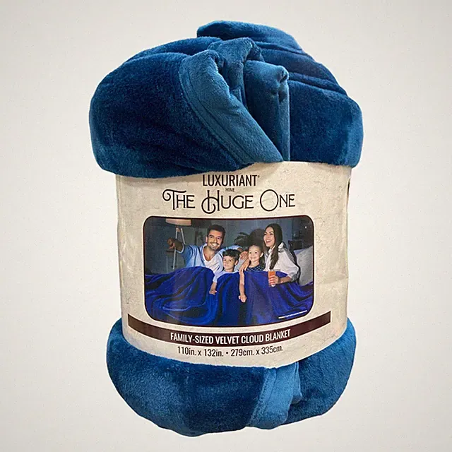 Luxuriant Home The Huge One Family-Sized Velvet Cloud Blanket, Navy