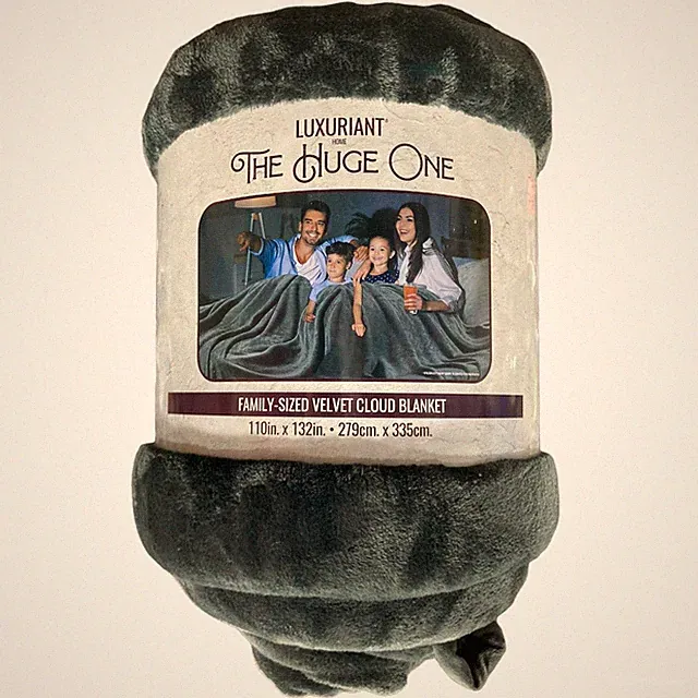 Luxuriant Home The Huge One Family-Sized Velvet Cloud Blanket, Slate Gray