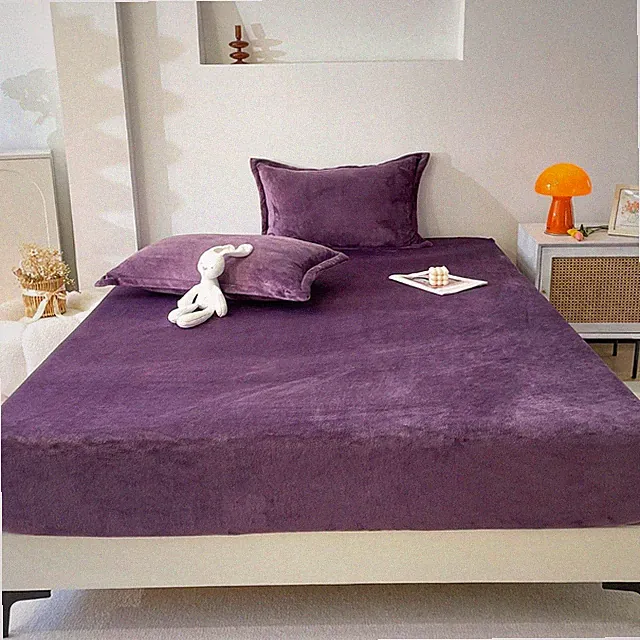 Luxurious Velvet Fitted Sheets，All-Season Milk Plush Bedding，15" Deep Pockets...