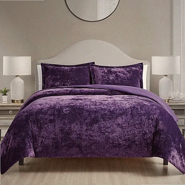 Luxury Velvet King Comforter Set, 3 Pieces Reversible Comforters King Size wi...