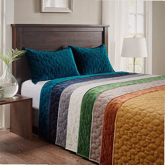 Madison Park Harper Velvet Quilt Set Lightweight All-Season 3 Piece Bedding