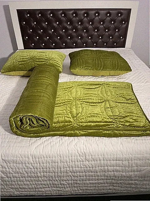 Olive Green velvet quilt king velvet blanket velvet comforter queen bedding set