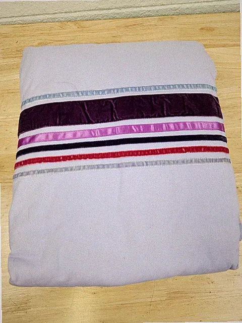 Pottery Barn Teen Purple Duvet Cover Sz F/Q Bright Colorful Velvet Ribbon NOS