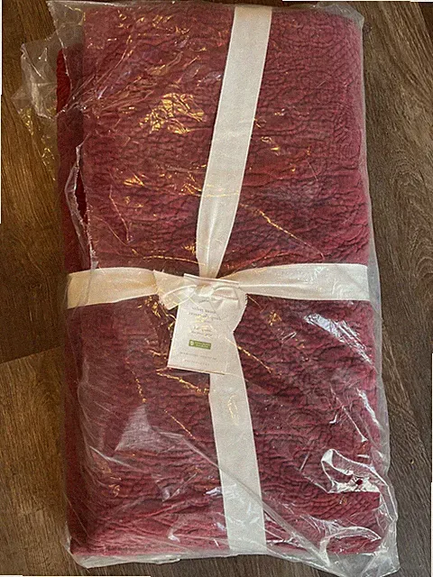 Pottery Barn Velvet Paisley Red Queen Full Reversible Quilt New