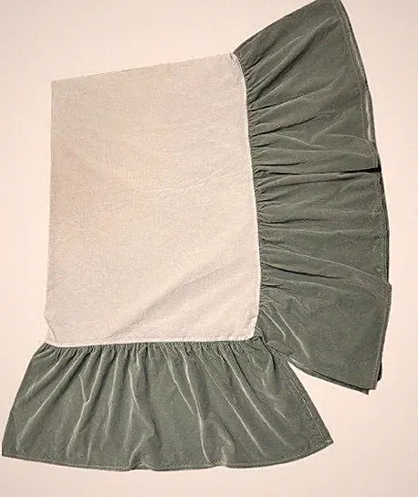Ralph Lauren Velvet Queen Bed Skirt Blue Green Ruffled 15" Drop Vintage