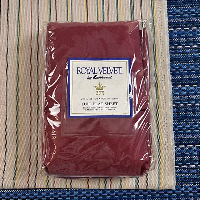 Royal Velvet 275 Thread Count Full Flat Sheet Red Solid Pima Cotton Made In USA