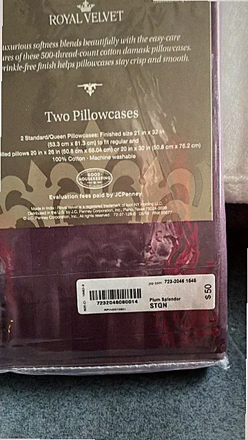 Royal Velvet Pillowcase Set Of 2 Standard/Queen 500 Count Damask Stripe