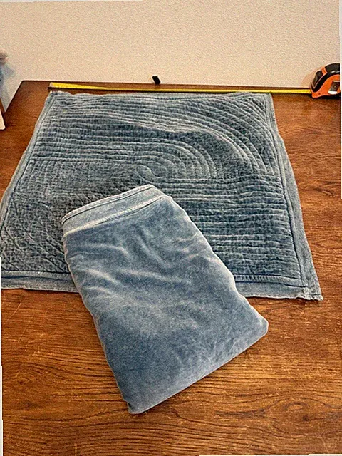 Set of 2 Quilted Velvet Pillow Shams Blue Gray Soft Textured Plush 24” x 24”
