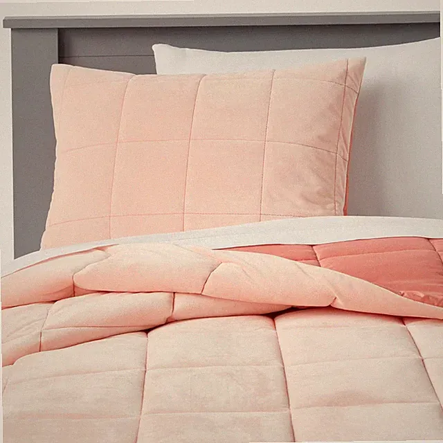 Twin Comforter Set Windowpane Velvet Pink - Pillowfort