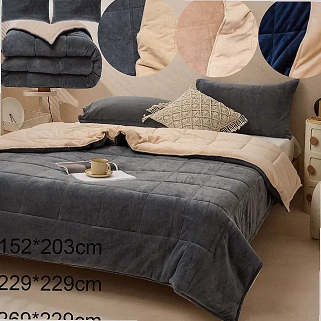 Velvet Duvet Cover 3 Pieces Bedding Set Reversible Plush Quilt with 2 Pillowcase