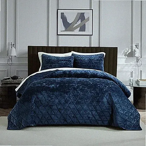 Velvet King Size Comforter Set, Velvet-King (106"x96") 03-1 Navy Blue