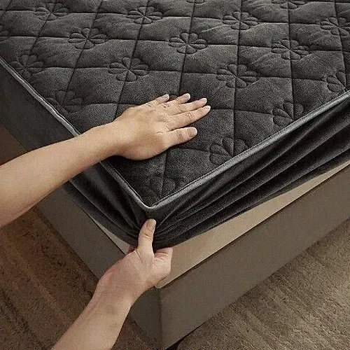 Velvet Mattress Pad Protector Adjustable FittedSheet BedCover Anti-bacterial Pad