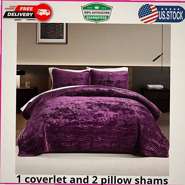 Velvet Quilt, Purple Bedding Comforter Sets, Luxury Plush Queen Comforter Set,So