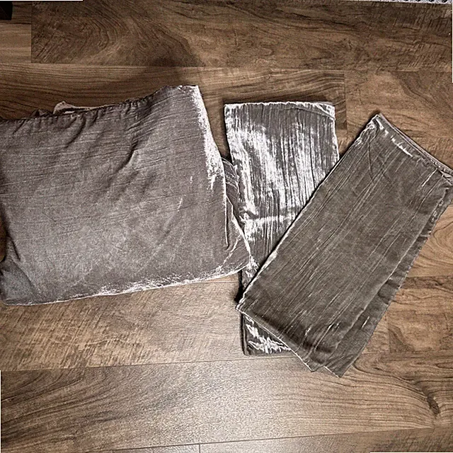 West Elm Velvet Duvet Cover w Two Sham Covers Lush Crinkle Luxury Platinum Gray